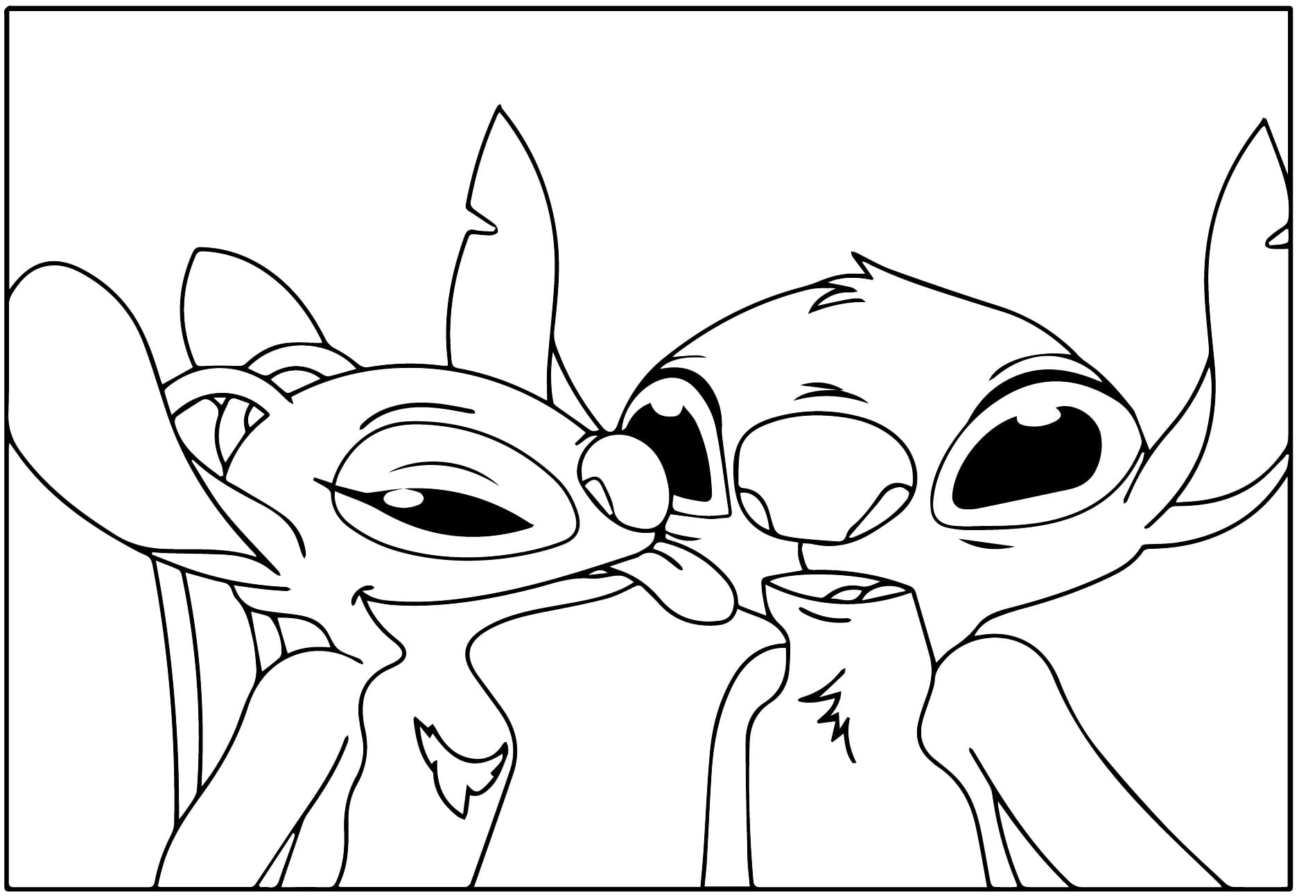 Desenho deFoto de Stitch e Angel para colorir