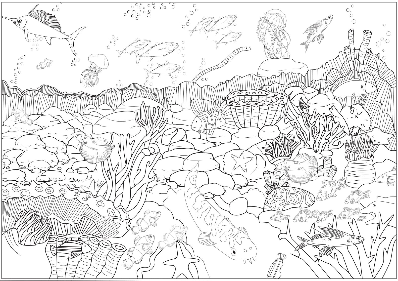 Desenho deFundo do Mar Grátis Para Crianças para colorir