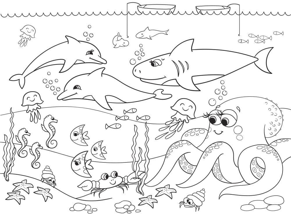 Desenho deFundo do Mar Imprimível Grátis para colorir