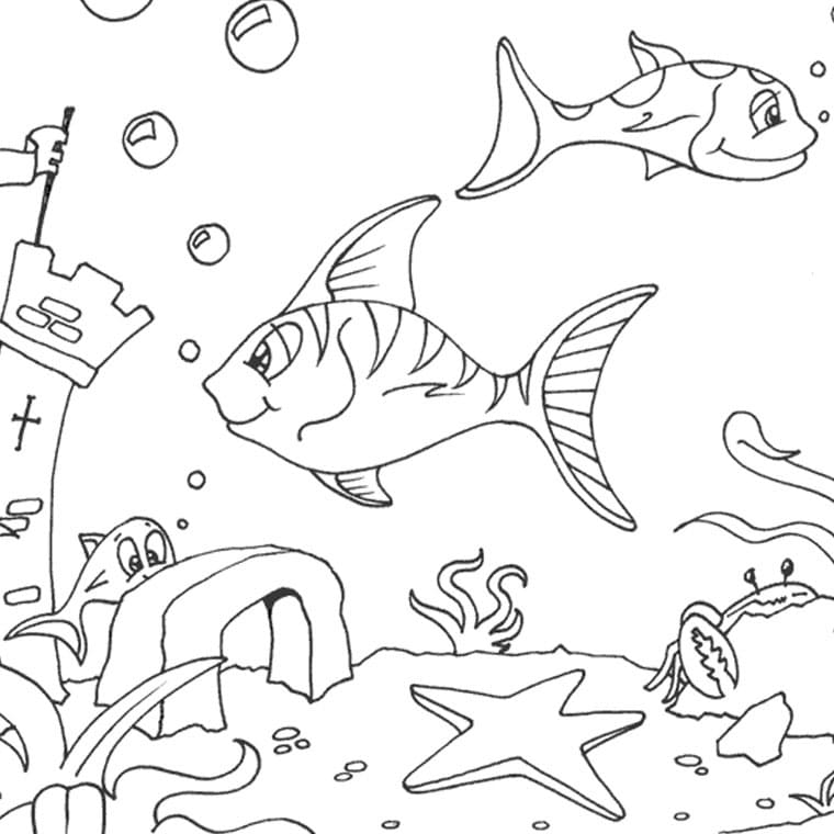 Desenho deFundo do Mar Imprimível Para Crianças para colorir