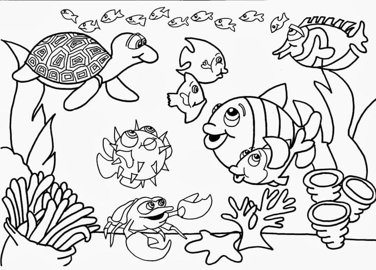 Desenho deFundo do Mar Para Crianças de 4 Anos para colorir