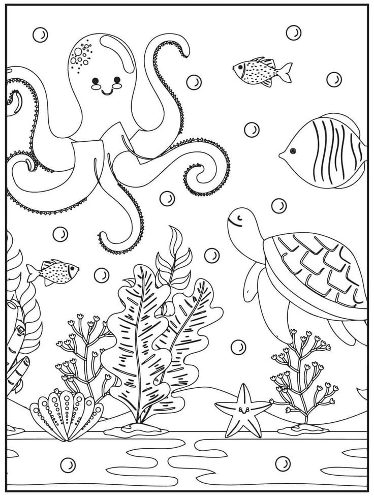 Desenho deFundo do Mar Para Crianças de 6 Anos para colorir