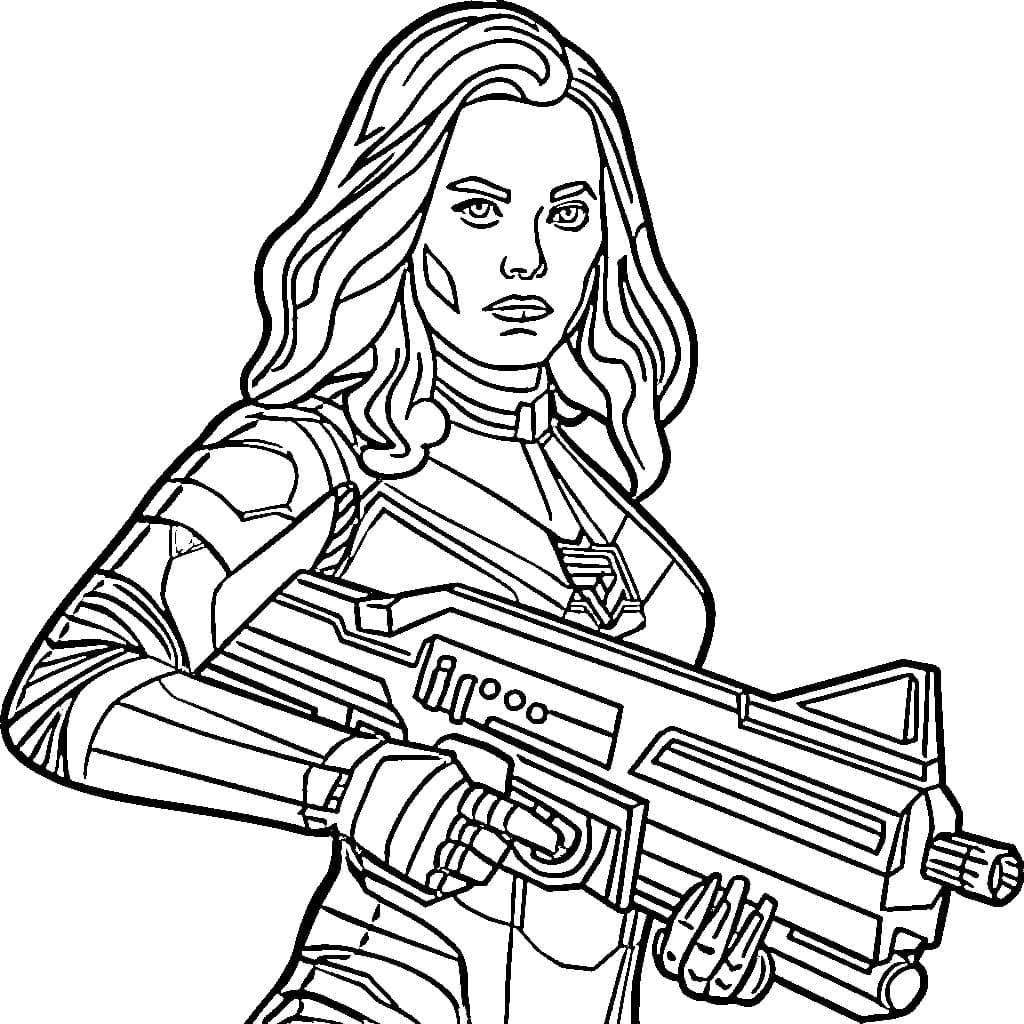 Desenho deGamora Segura Arma para colorir