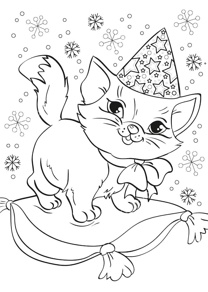 Desenho deGatinho de Inverno para colorir