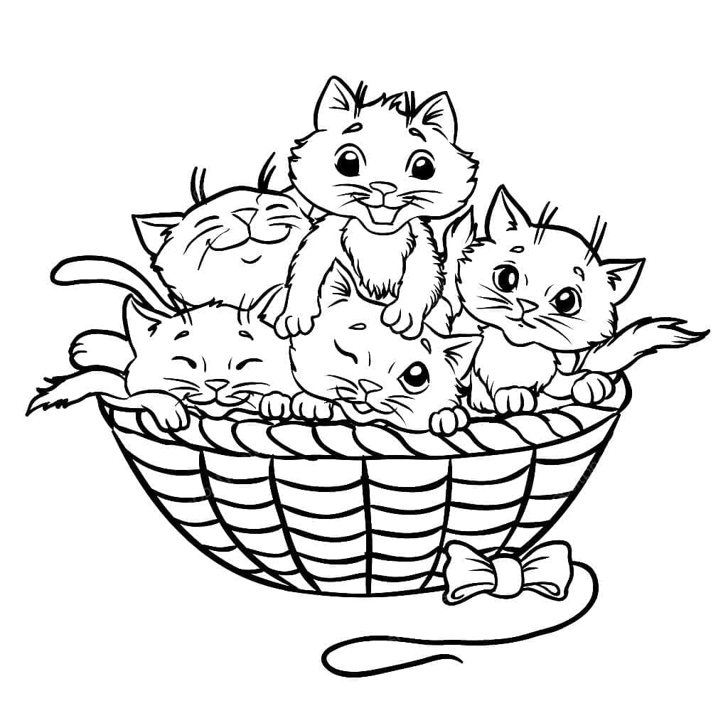 Desenho de Gatinhos Fofos para colorir