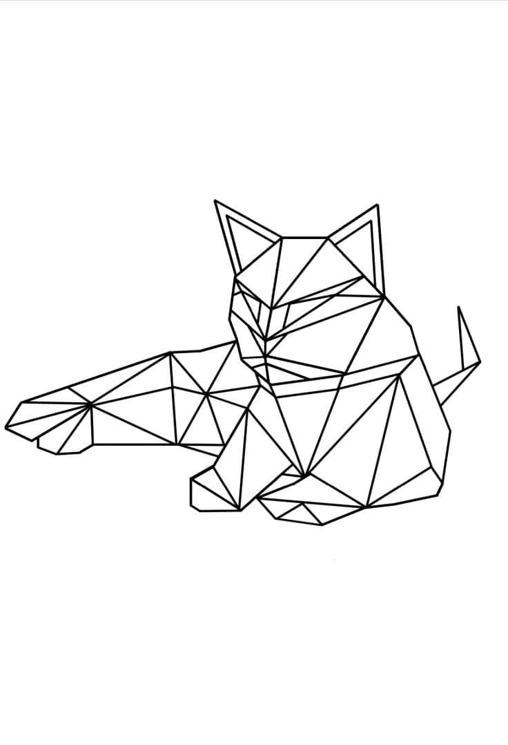 Desenho deGato Origami para colorir