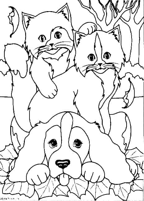 Desenho deGato e Cachorro 1 para colorir