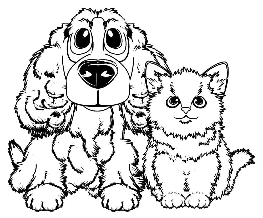 Desenho deGato e Cachorro 13 para colorir