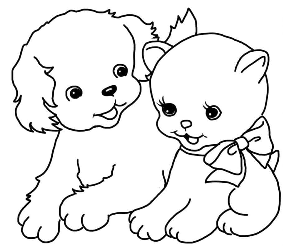 Desenho deGato e Cachorro 14 para colorir