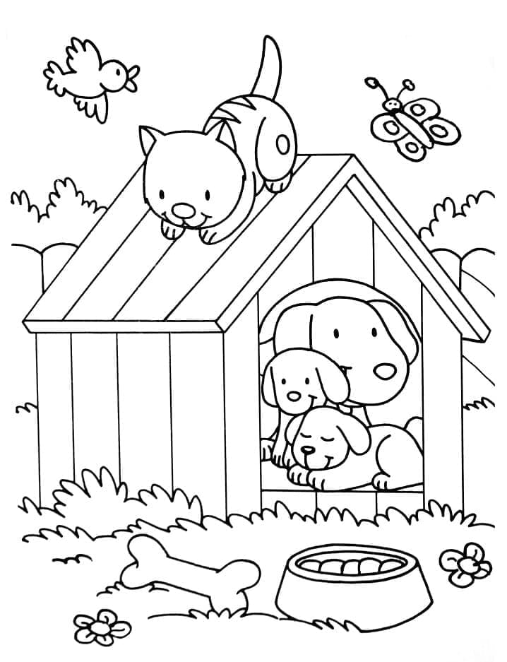 Desenho deGato e Cachorro 7 para colorir