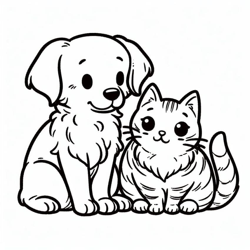 Desenho deGato e Cachorro 8 para colorir