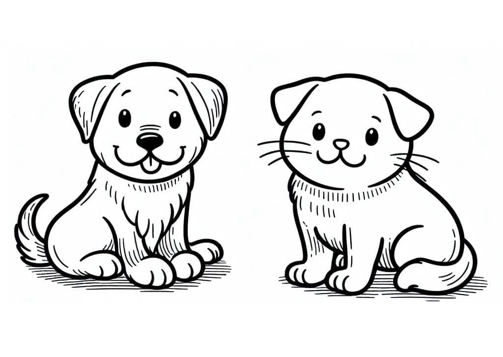 Desenho deGato e Cachorro Imprimível Grátis para colorir