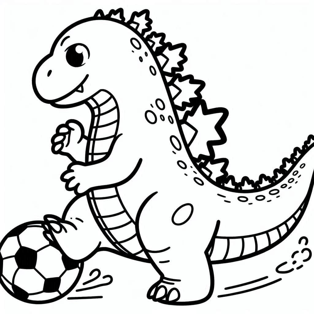 Desenho deGodzilla Jogando Futebol para colorir