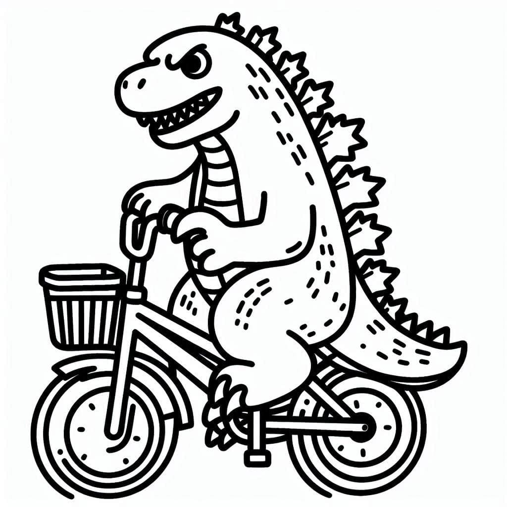 Desenho deGodzilla em uma Bicicleta para colorir