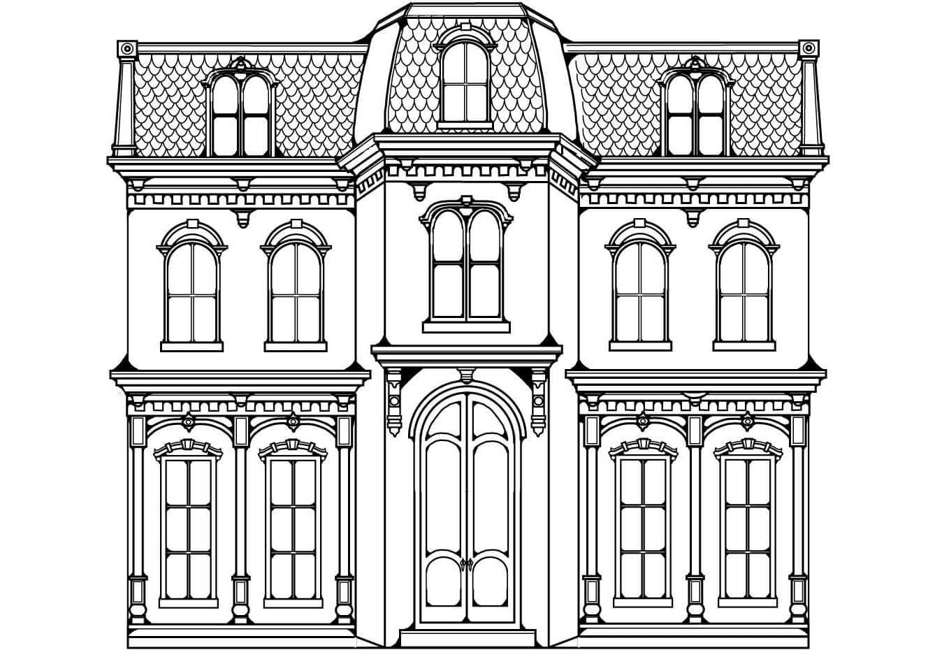 Desenho deGrande Casa Vitoriana para colorir