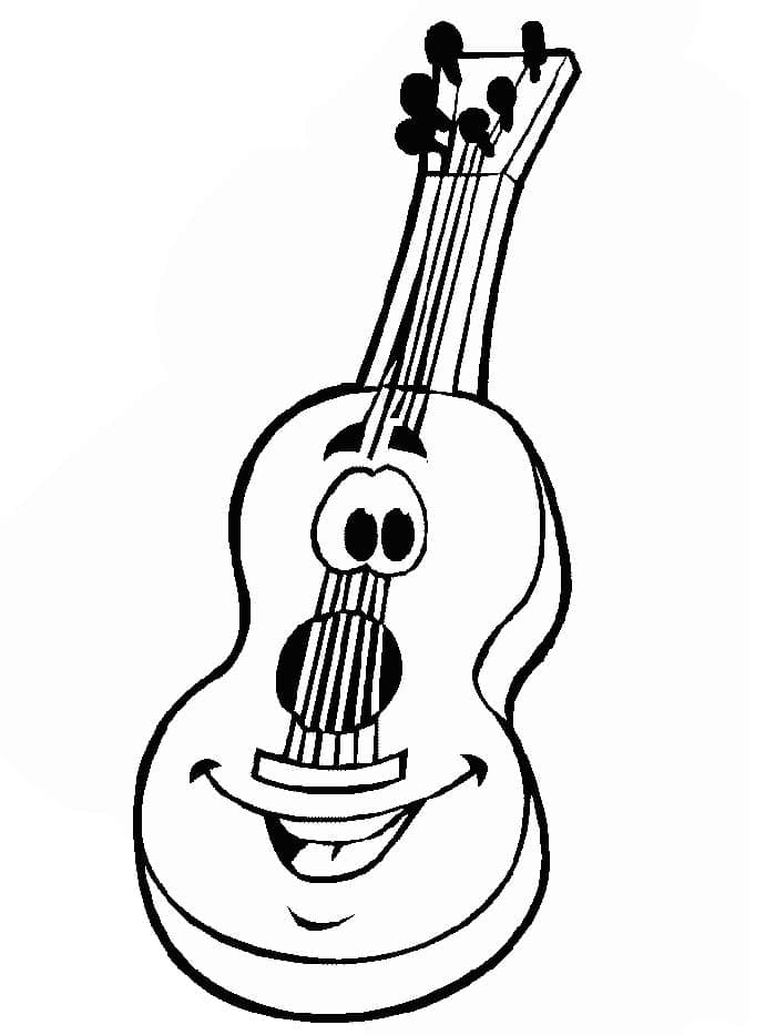 Desenho deGuitarra Animada para colorir