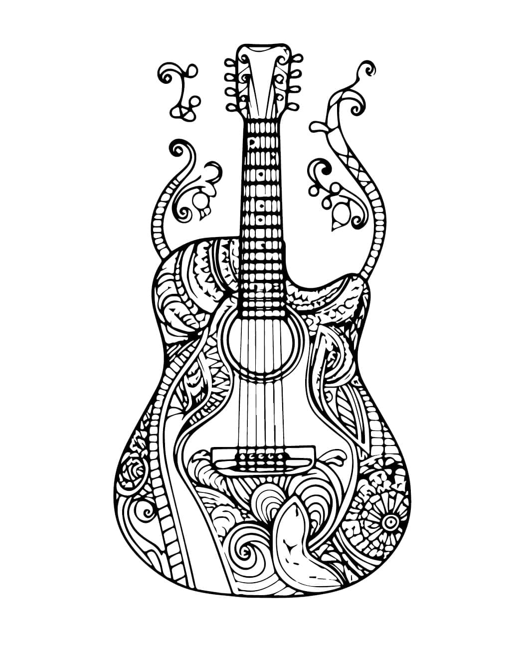 Desenho deGuitarra Grátis Para Adultos para colorir