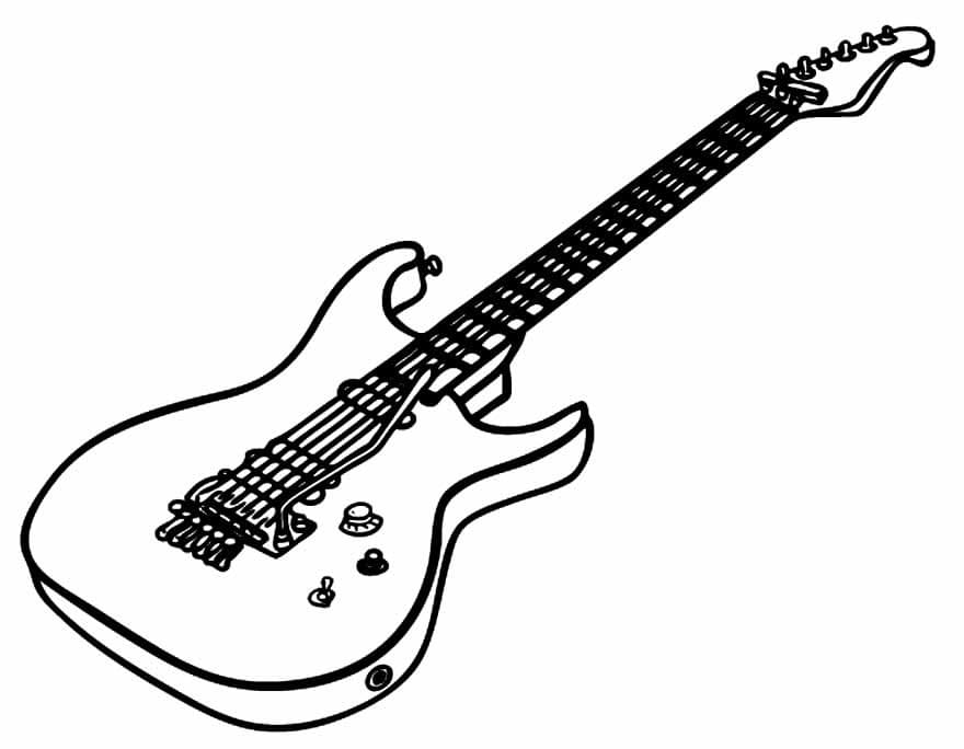 Desenho deGuitarra Grátis Para Crianças para colorir