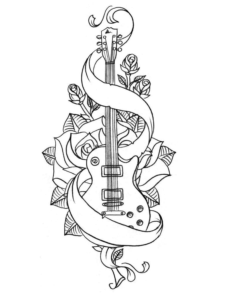 Desenho deGuitarra Muito Bonita para colorir