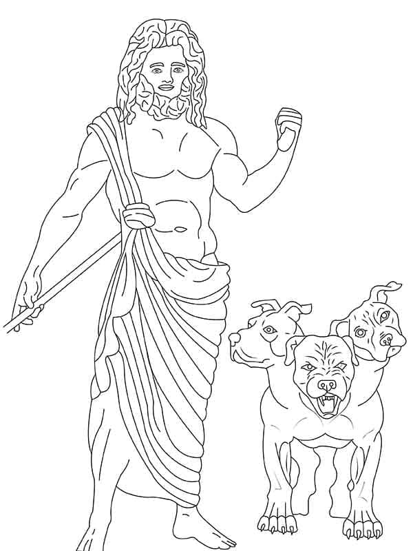 Desenho deHades e Cérbero para colorir