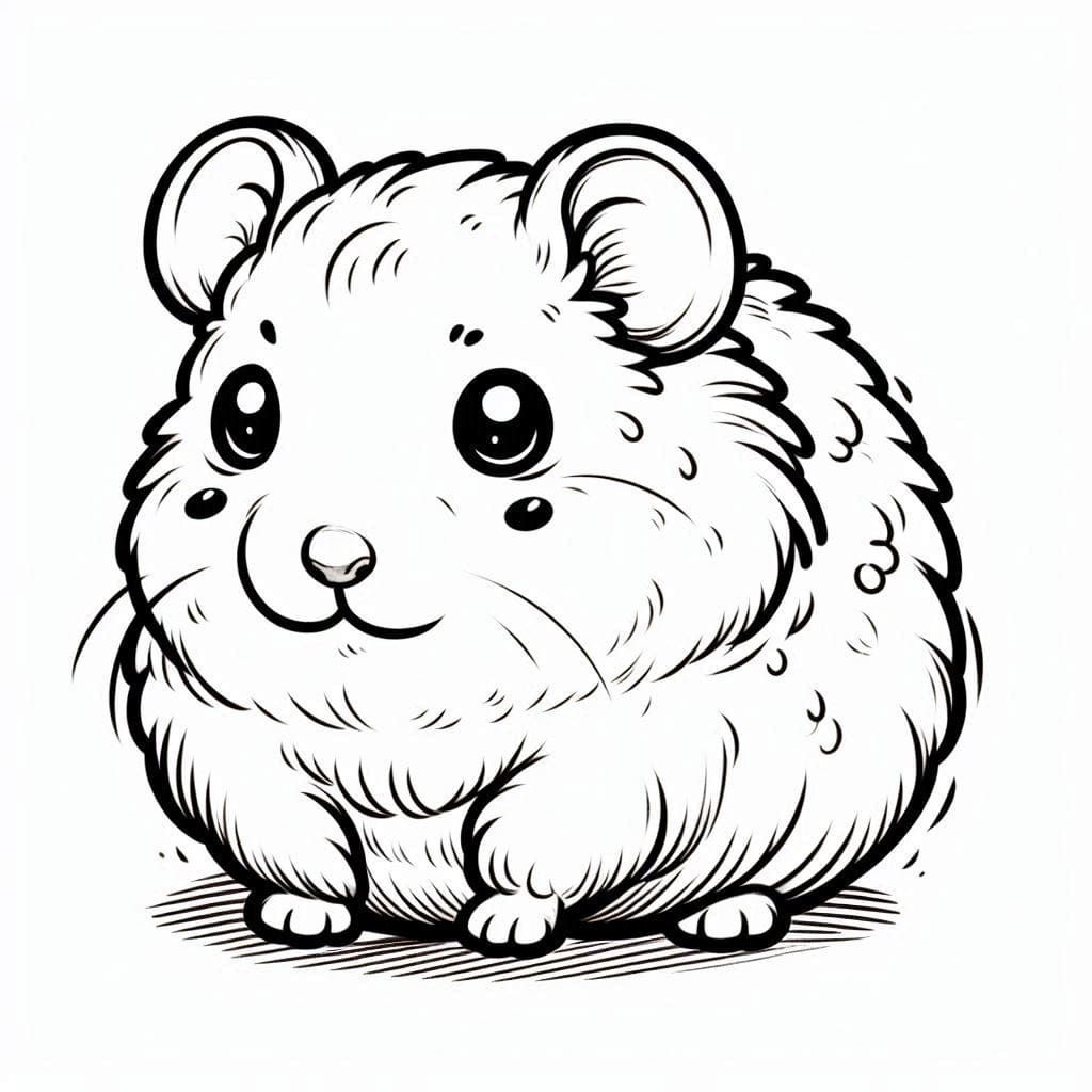 Desenho de Hamster Muito Fofo para colorir