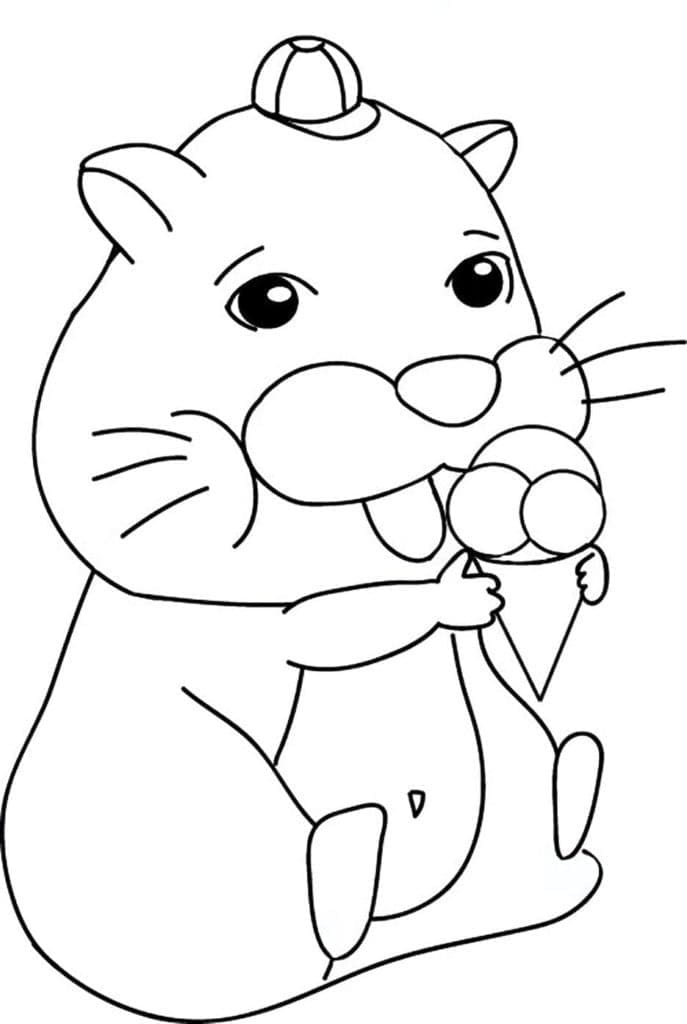 Desenho deHamster com Sorvete para colorir