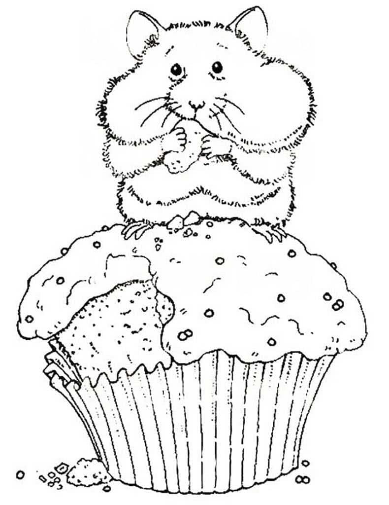 Desenho deHamster e Muffin para colorir