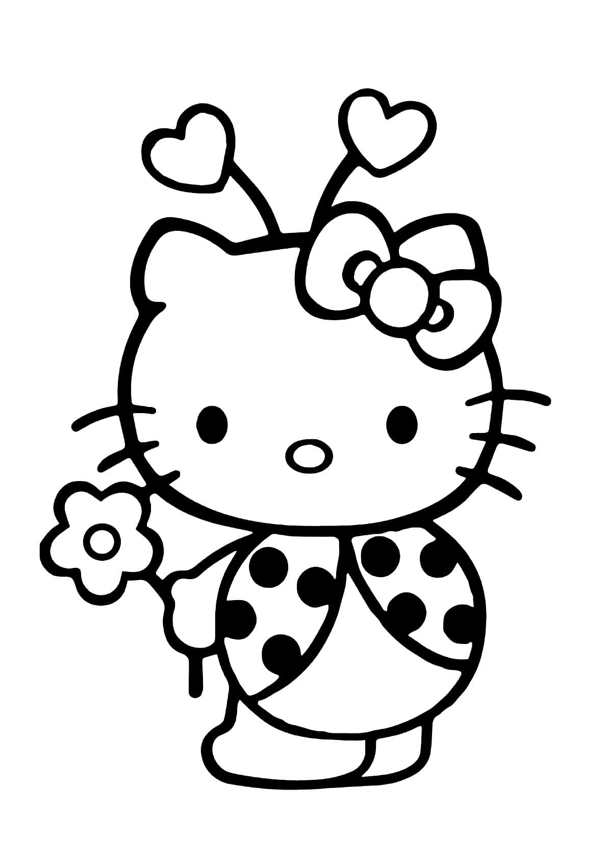 Desenho de Hello Kitty Joaninha para colorir