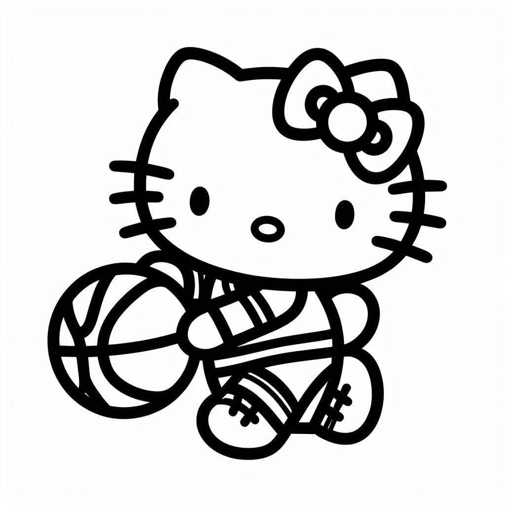 Desenho de Hello Kitty Joga Basquete para colorir