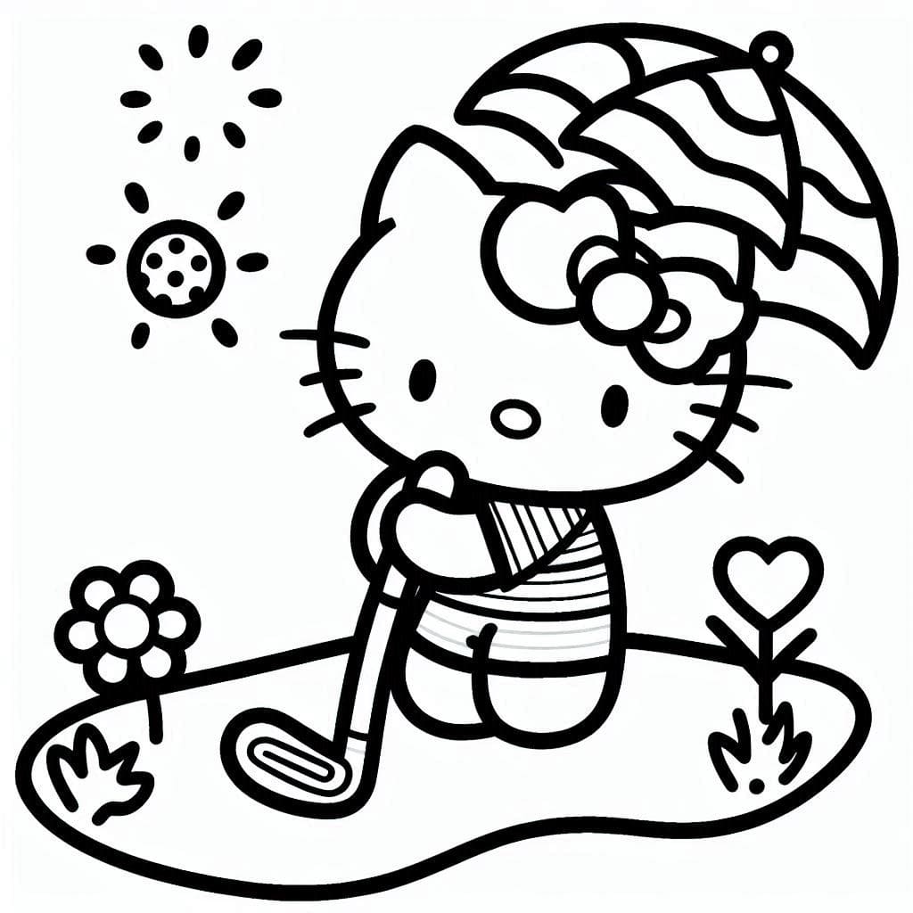 Desenho de Hello Kitty Joga Golfe para colorir