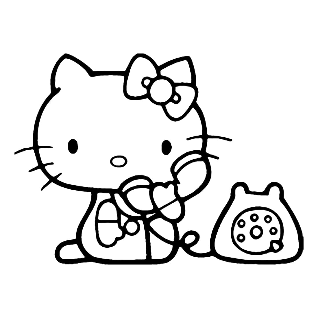 Desenho deHello Kitty Usa Telefones para colorir