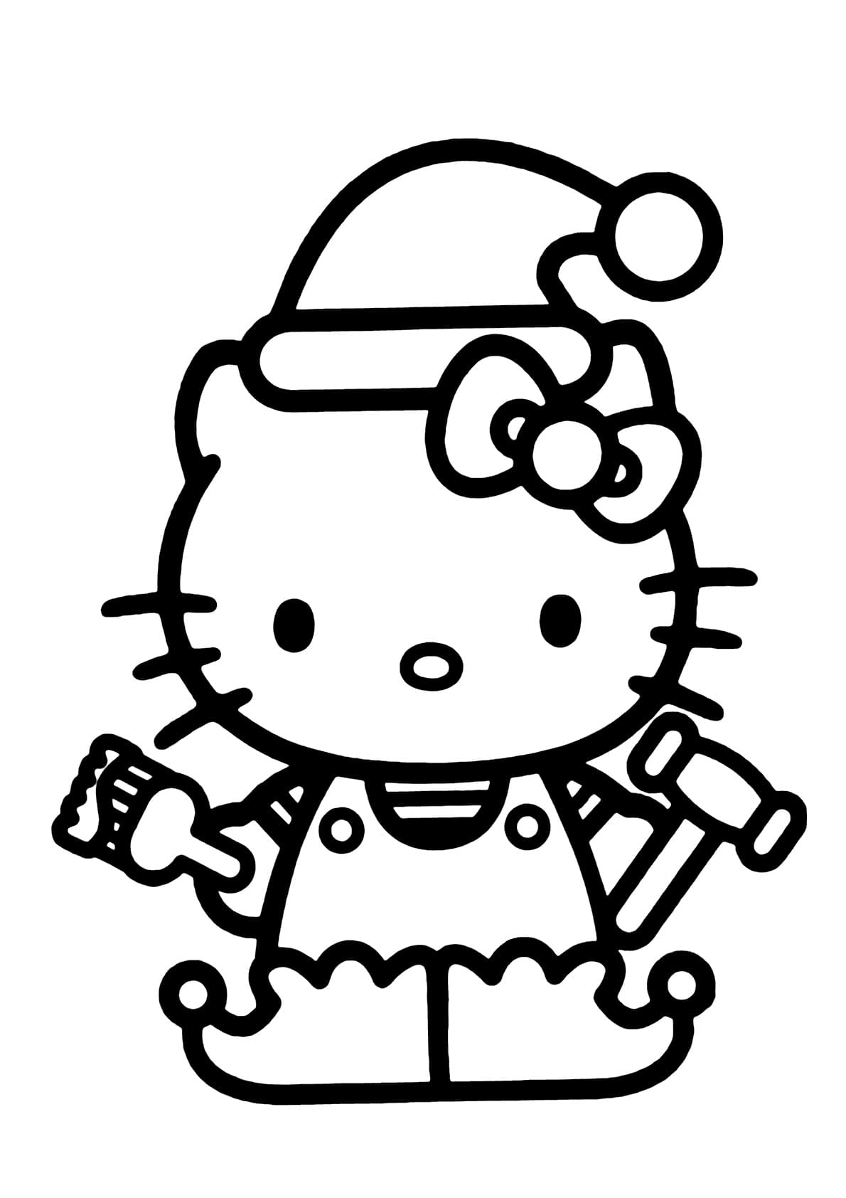 Desenho de Hello Kitty a Elfa para colorir