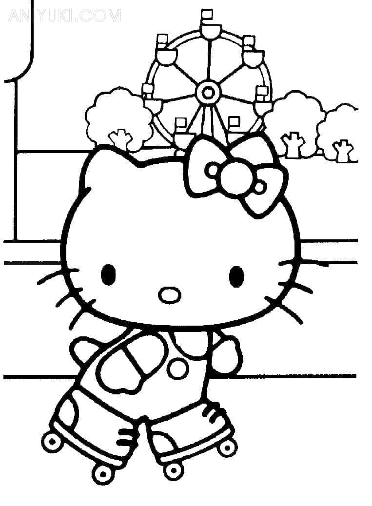 Desenho deHello Kitty em Patins para colorir