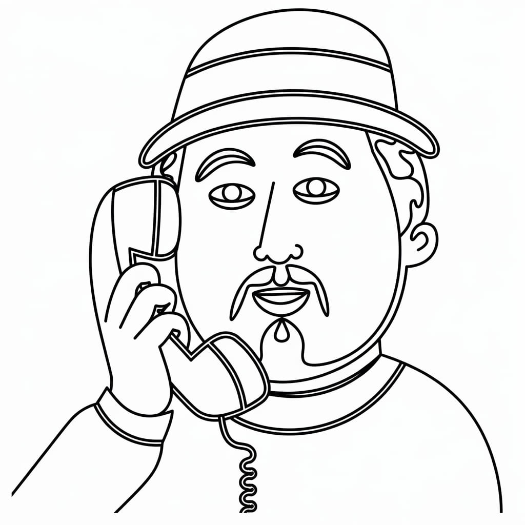 Desenho deHomem Ouve Telefone para colorir