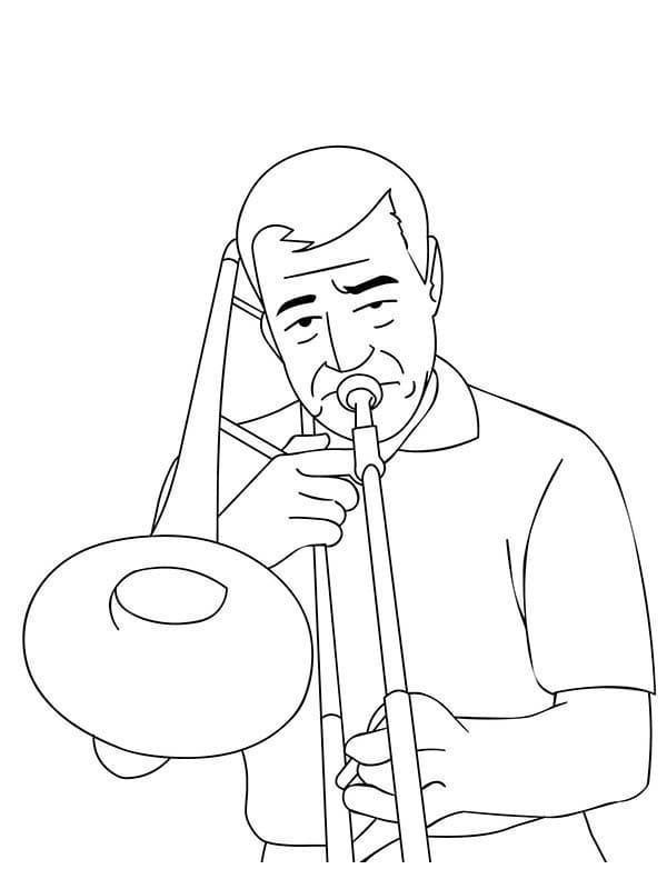 Desenho deHomem Toca Trombone para colorir