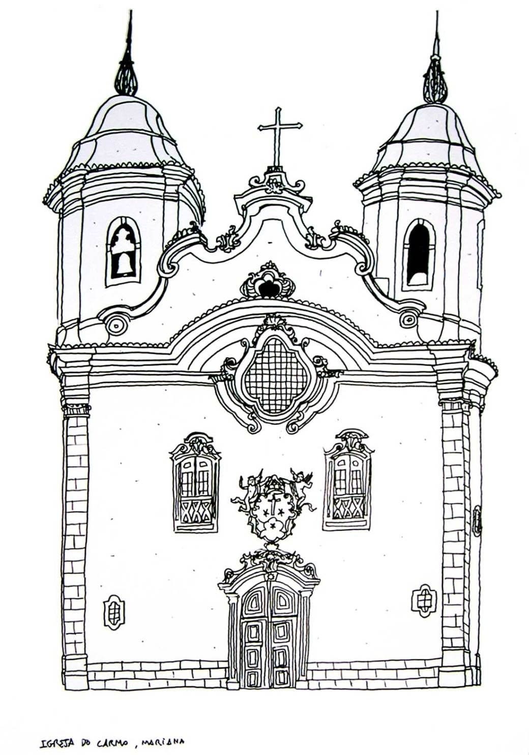 Desenho deIgreja Barroca Imprimível para colorir