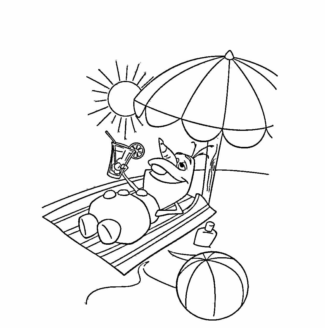 Desenho deImagem De Olaf Na Praia para colorir