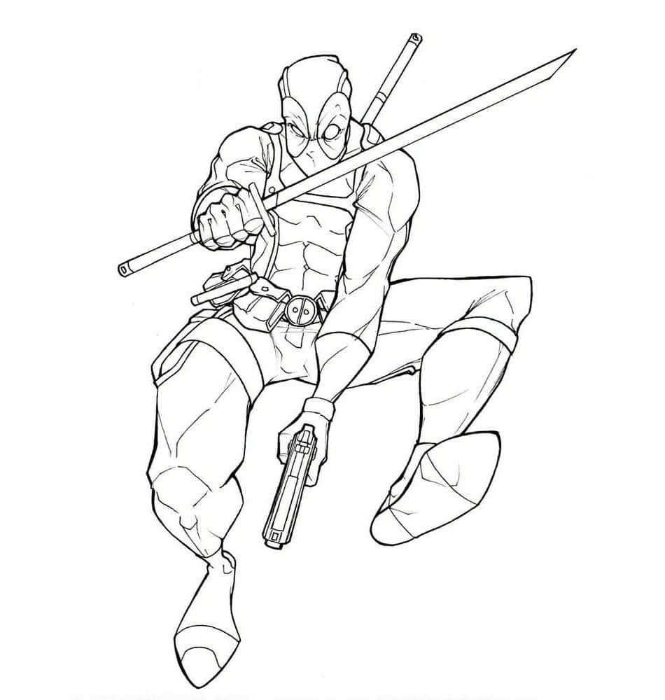 Desenho deImagem Do Ataque Do Deadpool para colorir