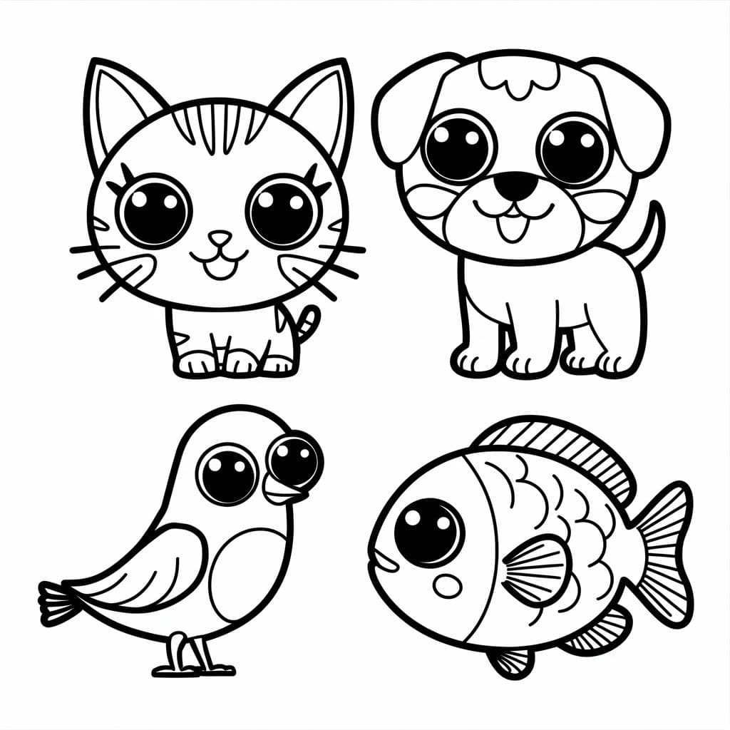 Desenhos de Animais Kawaii para colorir