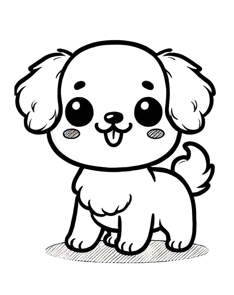 Desenho deImagem de Cachorro Kawaii para colorir