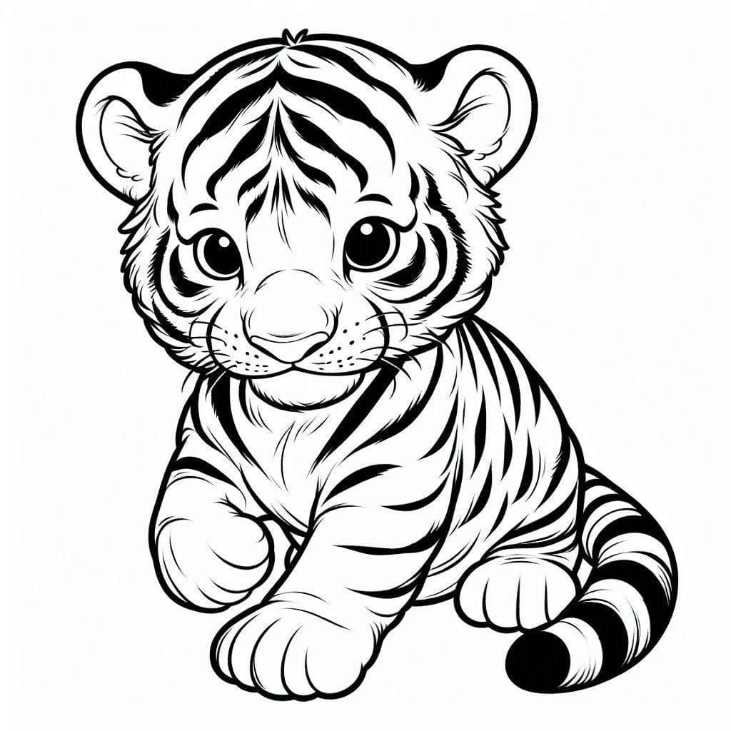 Desenho deImagem de Filhote de Tigre para colorir