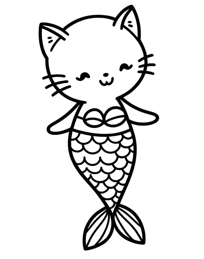 Desenho deImagem de Gato Sereia para colorir