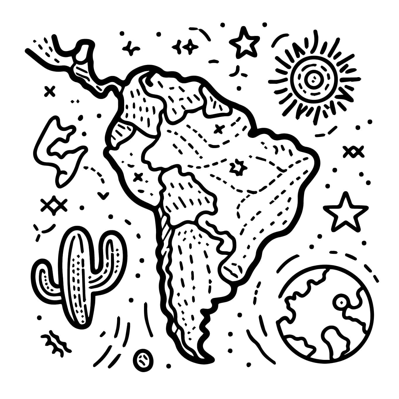 Desenho deImagem de Mapa da América do Sul para colorir