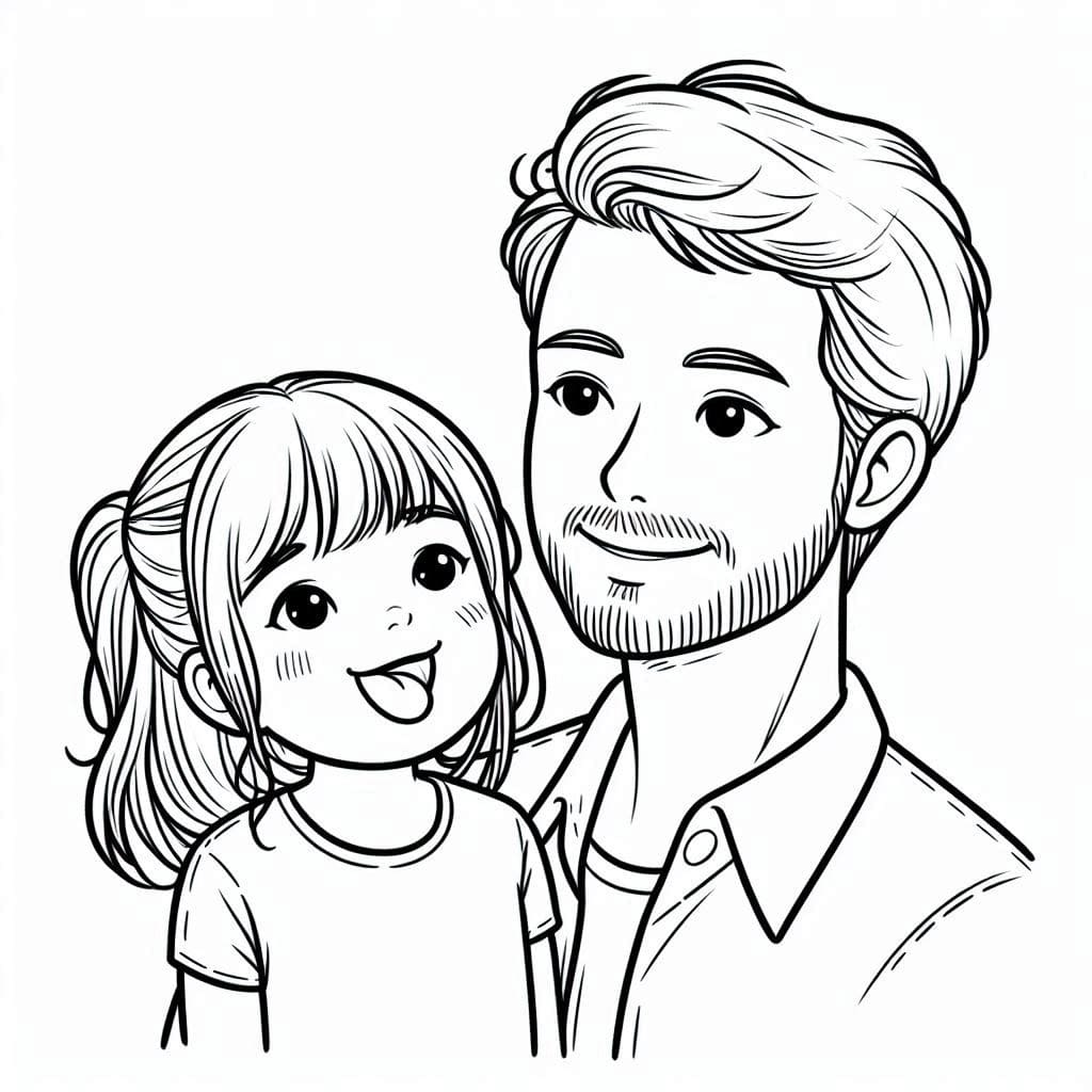 Desenho deImagem de Pai e Filha para colorir