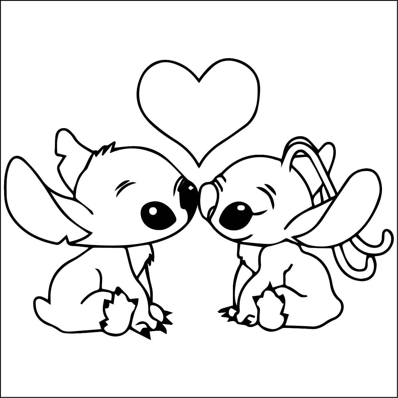 Desenho deImagem de Stitch e Angel para colorir