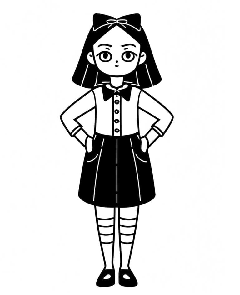 Desenho deImagem de Wandinha Addams para colorir