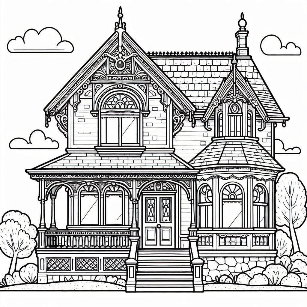 Desenho deImprimível Casa Vitoriana para colorir