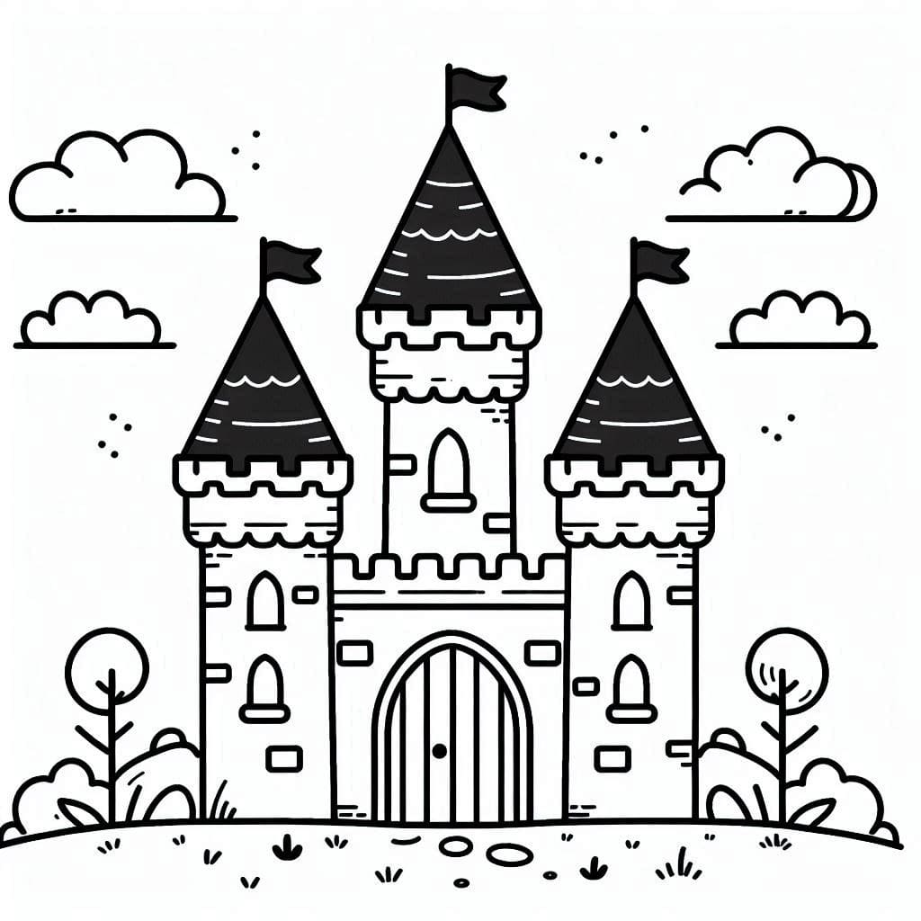 Desenho de Imprimível Castelo para colorir