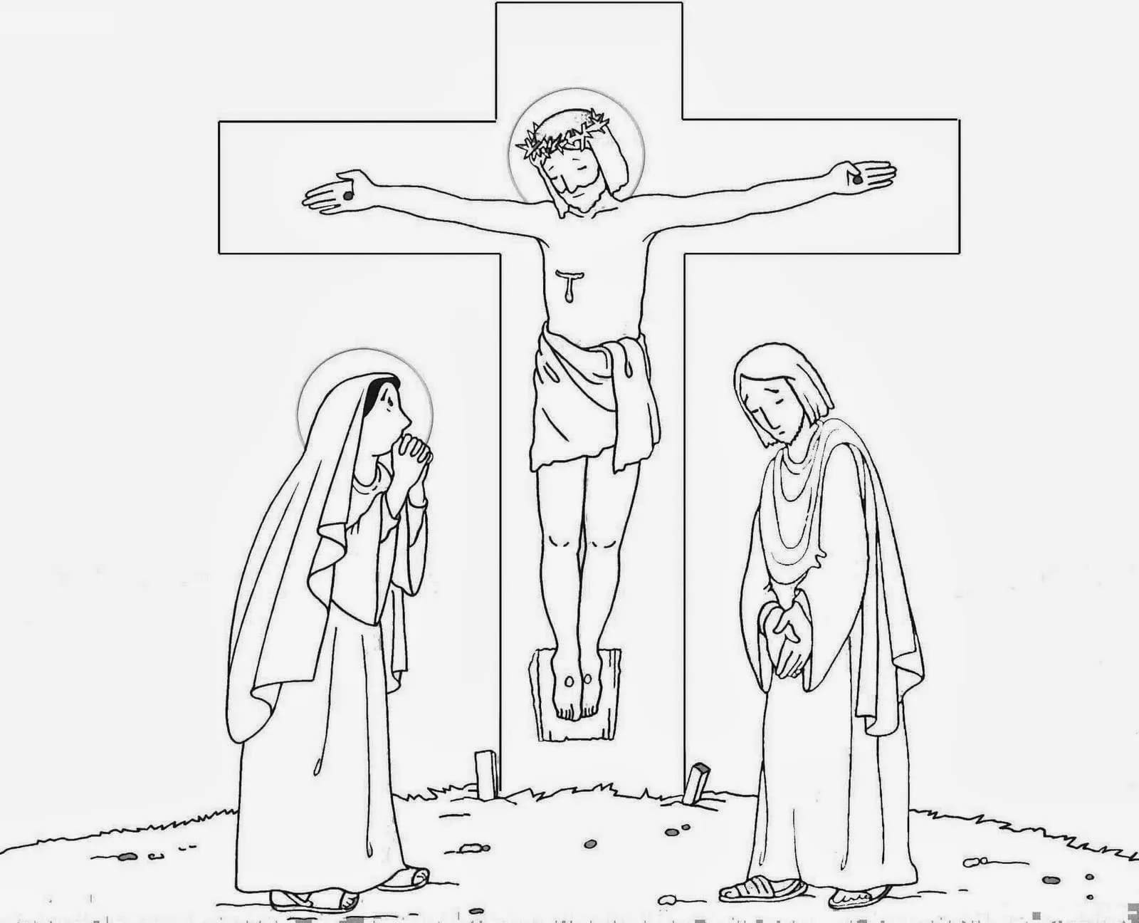 Desenho deImprimível Crucificação de Jesus para colorir