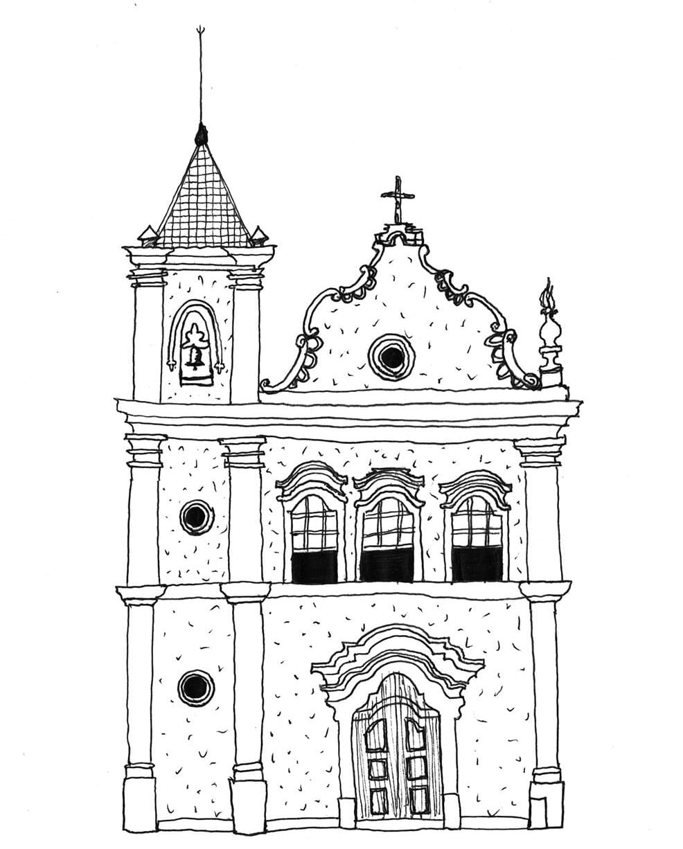 Desenho deImprimível Igreja Barroca para colorir